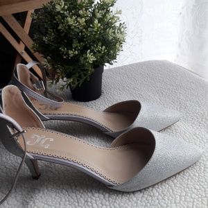 Dsw silver pointed lace up shoes/heels